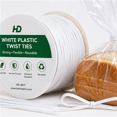 White Plastic Twist Ties For Bakery And Food Packaging