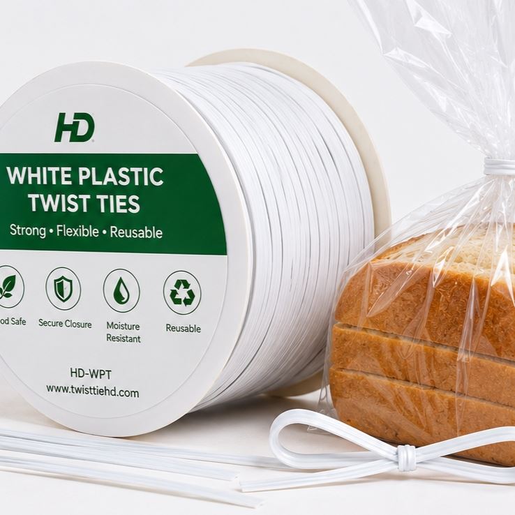 White Plastic Twist Ties For Bakery And Food Packaging